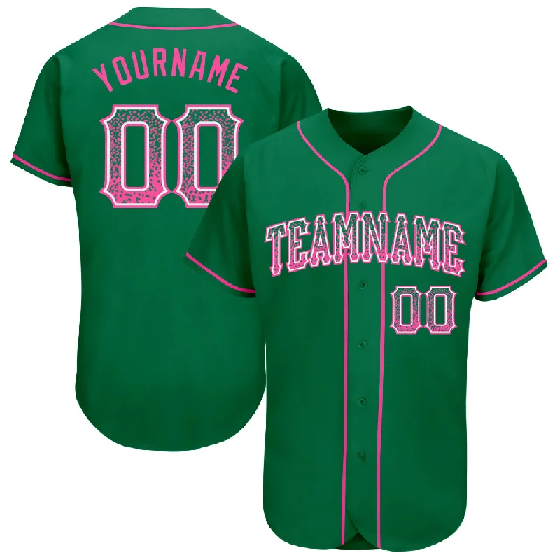 Baseball Jersey for Retro Baseball Fan Apparel-Custom Kelly Green Pink-White Authentic Drift Fashion Baseball Jersey