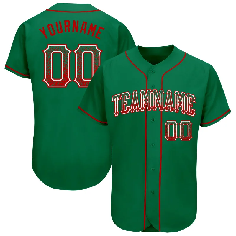 Baseball Jersey for Personalized Jerseys for Events-Custom Kelly Green Red-White Authentic Drift Fashion Baseball Jersey