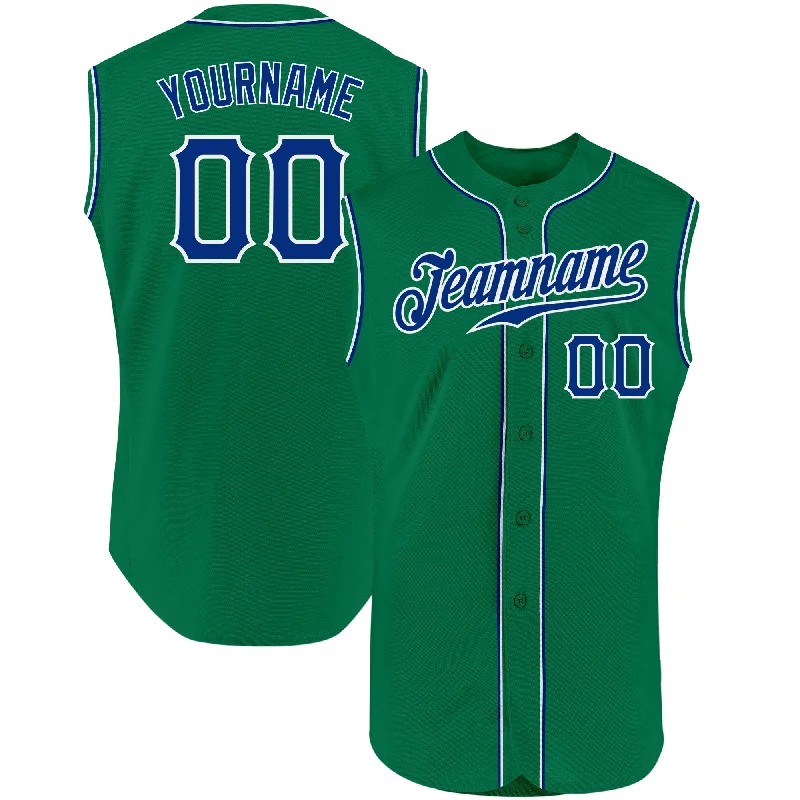 Baseball Jersey for School Baseball Team Jerseys-Custom Kelly Green Royal-White Authentic Sleeveless Baseball Jersey