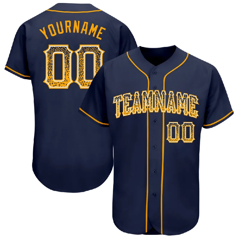 Baseball Jersey for Custom Baseball Jerseys for Tournaments-Custom Navy Gold-White Authentic Drift Fashion Baseball Jersey