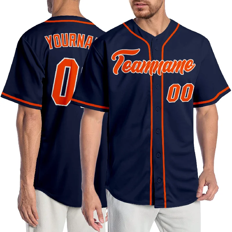 Baseball Jersey for Sports-Themed Gifts-Custom Navy Orange-White Authentic Baseball Jersey