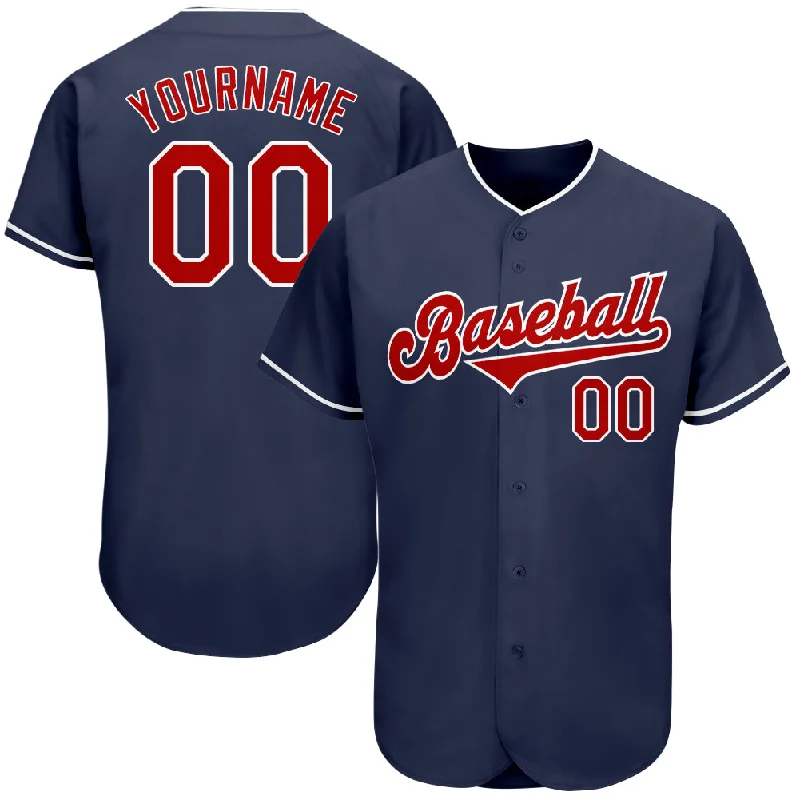 Baseball Jersey for Casual Wear-Custom Navy Red-White Authentic Baseball Jersey