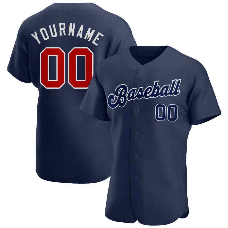 Baseball Jersey for Men’s Baseball-Custom Navy Red-White Authentic Baseball Jersey