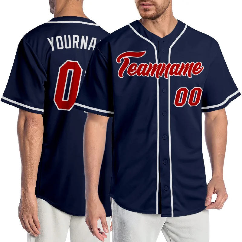 Baseball Jersey for Fun Sports Events-Custom Navy Red-White Authentic Baseball Jersey