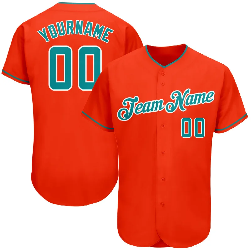 Baseball Jersey for Fun Family Baseball Games-Custom Orange Teal-White Authentic Baseball Jersey