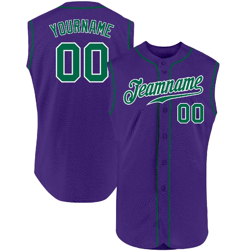 Baseball Jersey for Baseball Jerseys for Group Orders-Custom Purple Kelly Green-White Authentic Sleeveless Baseball Jersey