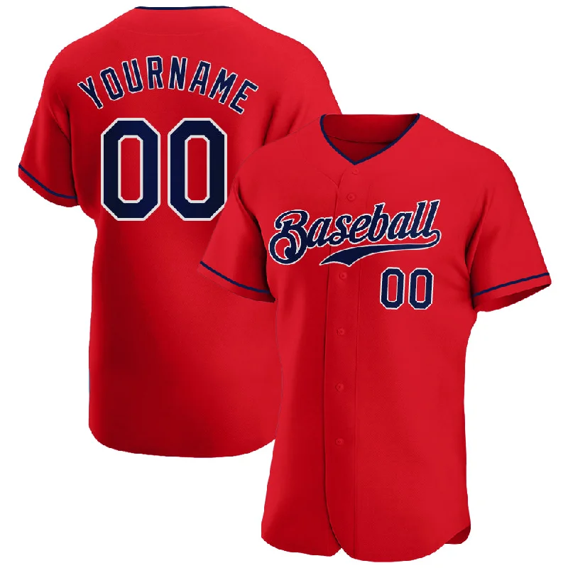 Baseball Jersey for Group Fan Gear for Baseball Games-Custom Red Navy-White Authentic Baseball Jersey