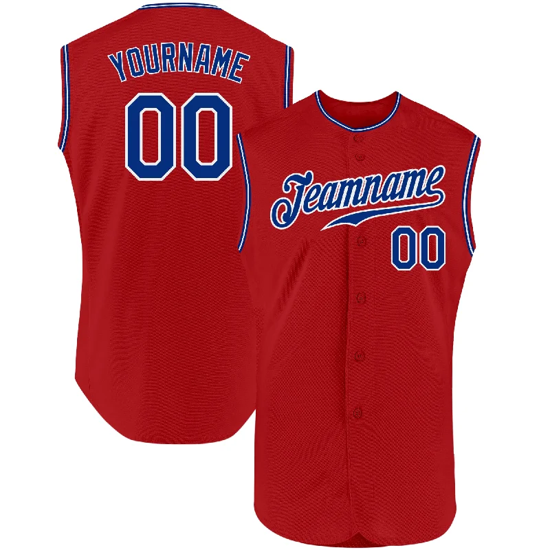 Baseball Jersey for Local Baseball Leagues-Custom Red Royal-White Authentic Sleeveless Baseball Jersey