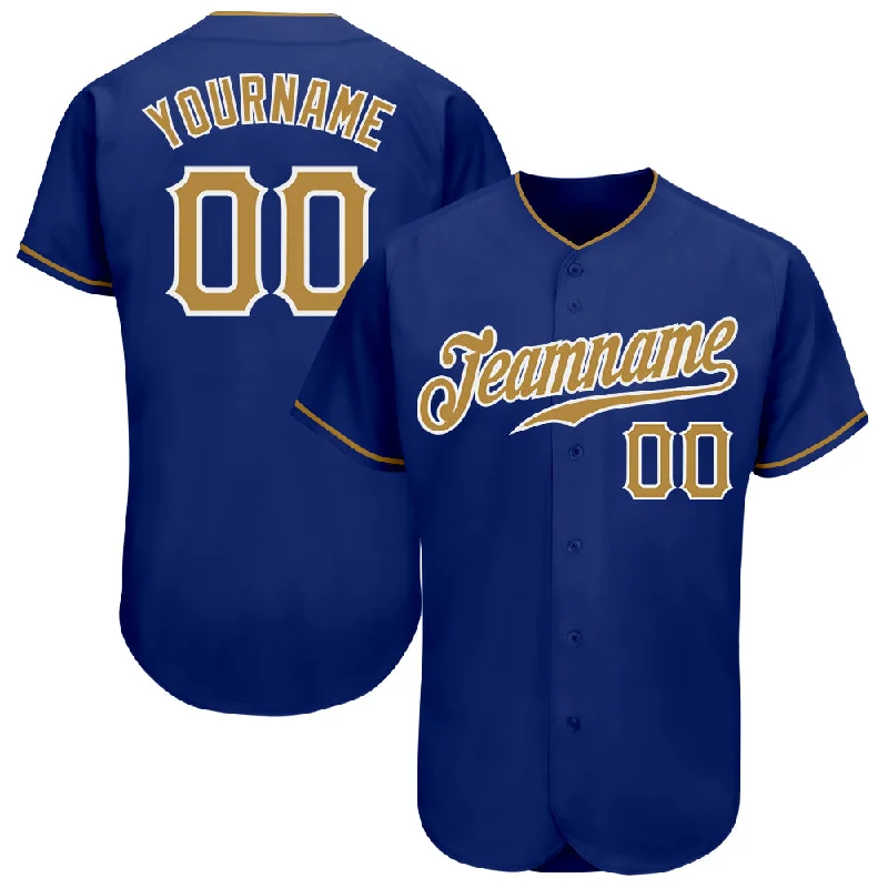 Baseball Jersey for Fan Club Apparel-Custom Royal Old Gold-White Authentic Baseball Jersey