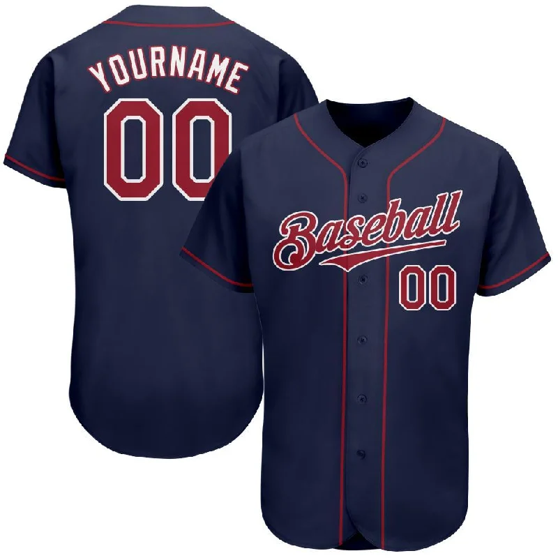 Baseball Jersey for Baseball Players and Fans-Custom Navy Red-White Authentic Baseball Jersey