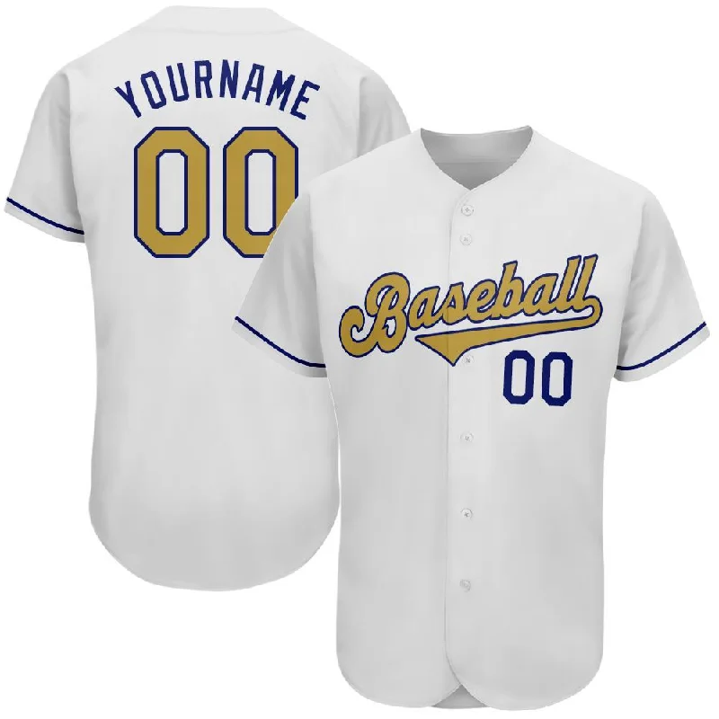 Baseball Jersey for Customized Jerseys for Baseball Fans-Custom White Old Gold-Royal Authentic Baseball Jersey