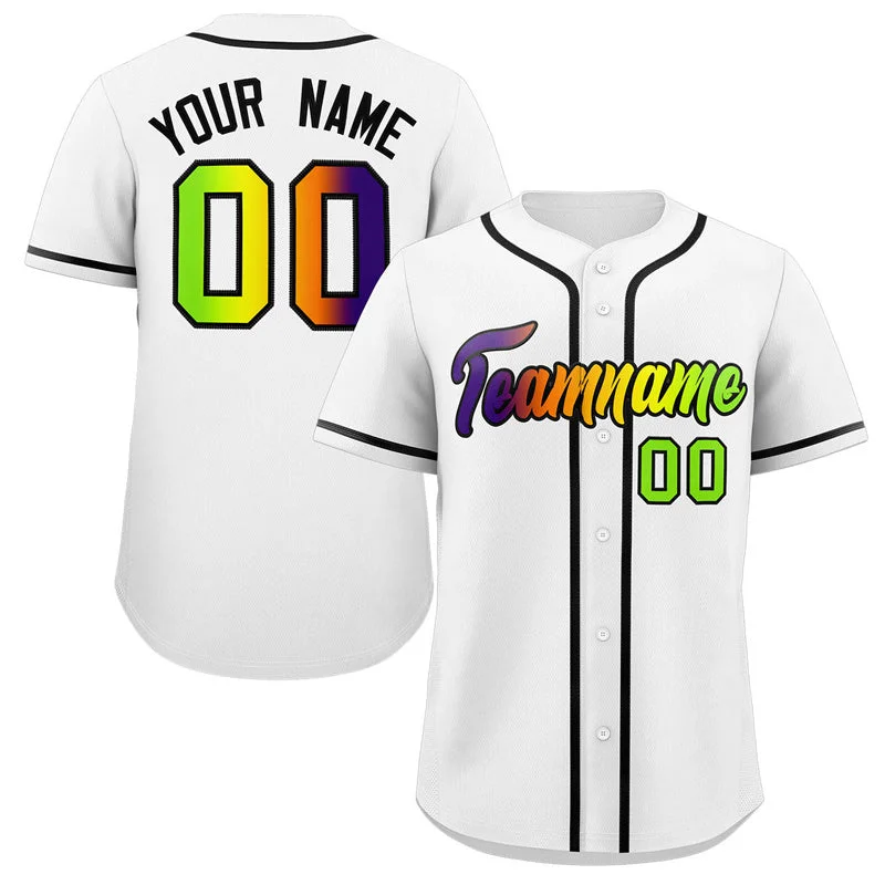 Baseball Jersey for Professional Baseball Teams-Custom White Black-Green Gradient Fashion Authentic Baseball Jersey