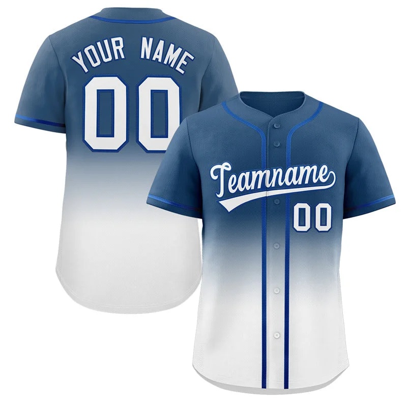 Baseball Jersey for Family Sports Events-Custom Blue White Gradient Fashion Authentic Baseball Jersey