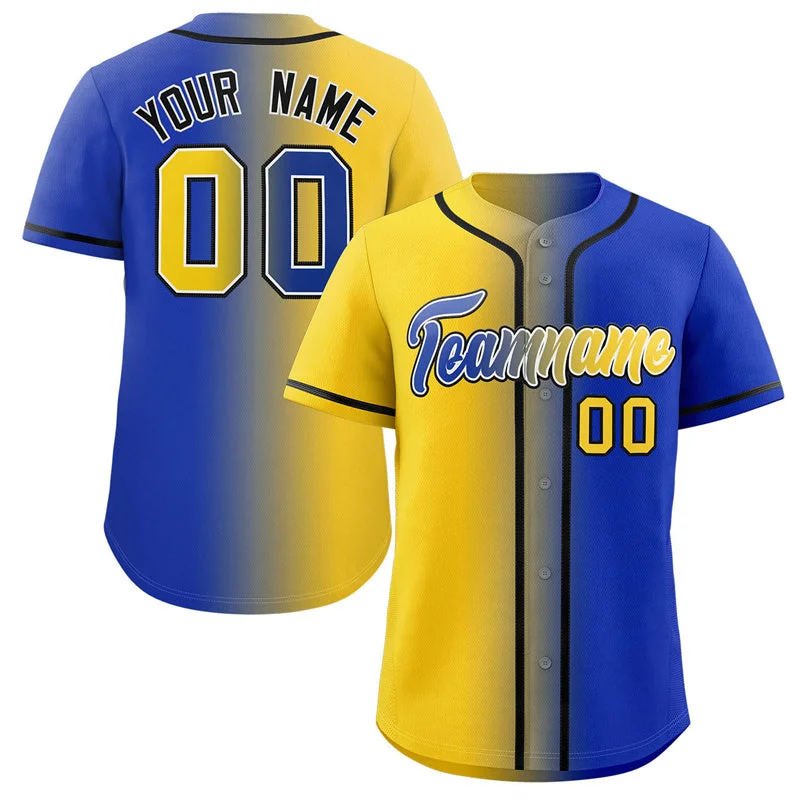 Baseball Jersey for Baseball Jerseys for Supporters-Custom Yellow Royal-Black Gradient Fashion Authentic Baseball Jersey