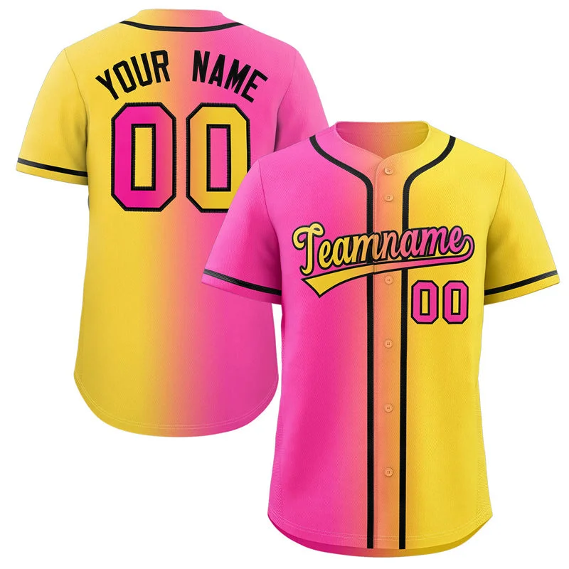 Baseball Jersey for Official Team Jerseys for Fans-Custom Pink Yellow-Black Gradient Fashion Authentic Baseball Jersey