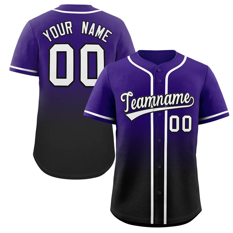 Baseball Jersey for Custom Fan Gear for Competitions-Custom Purple Black Gradient Fashion Authentic Baseball Jersey