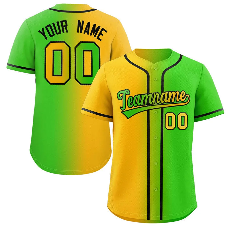 Baseball Jersey for Collector’s Edition Jerseys-Custom Neon Green Yellow-Black Gradient Fashion Authentic Baseball Jersey