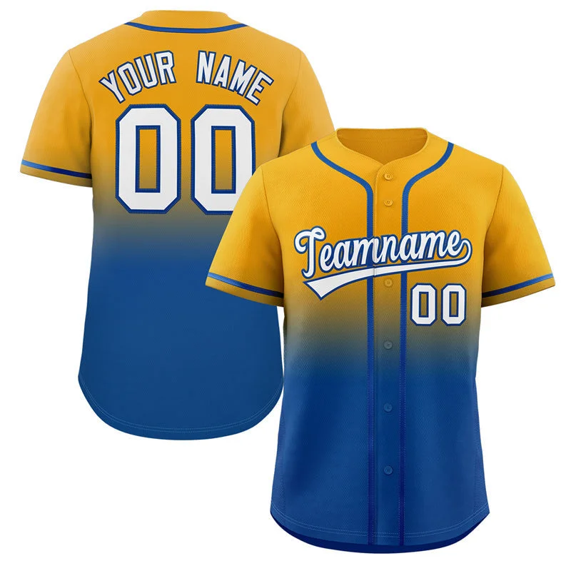 Baseball Jersey for Personalized Team Wear-Custom Yellow Royal Gradient Fashion Authentic Baseball Jersey