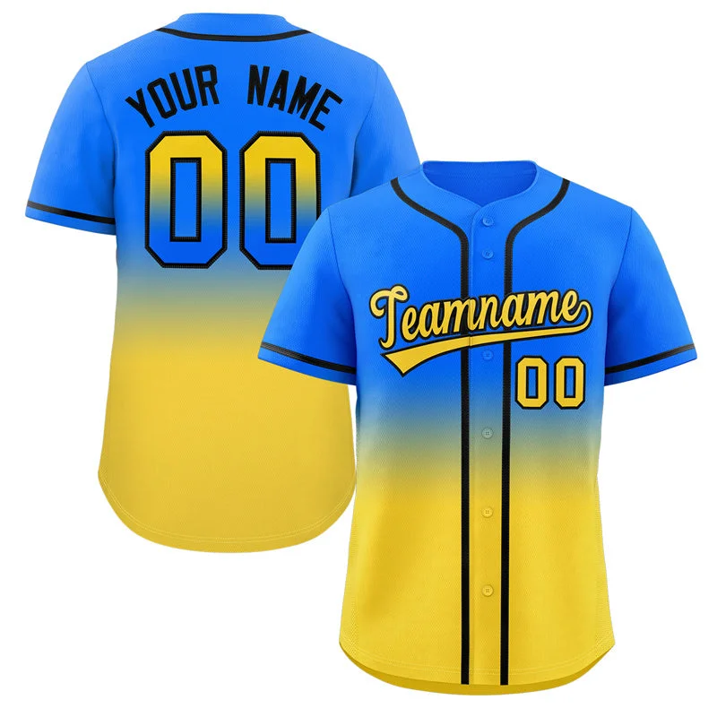 Baseball Jersey for Fan Gear for Baseball Games-Custom Royal Gold Gradient Fashion Authentic Baseball Jersey