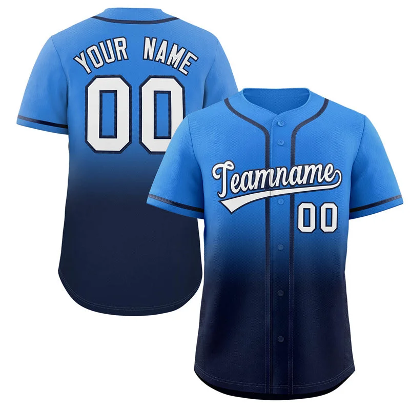 Baseball Jersey for Retro Fan Gear-Custom Powder Blue Navy Gradient Fashion Authentic Baseball Jersey