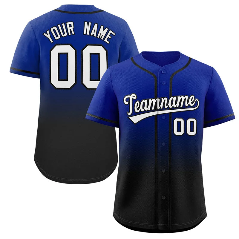 Baseball Jersey for Custom Baseball Apparel for Groups-Custom Royal Black Gradient Fashion Authentic Baseball Jersey