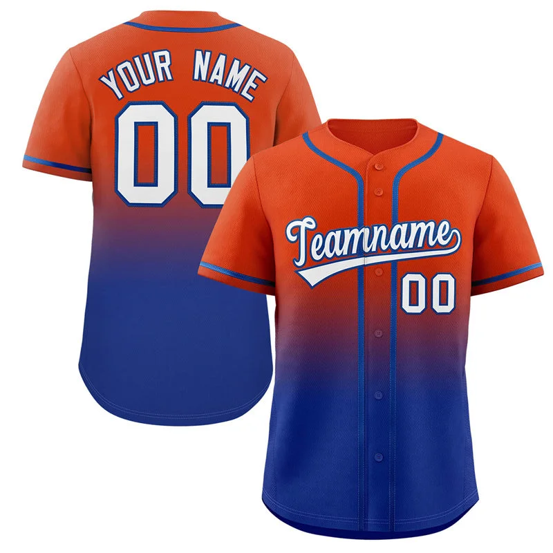 Baseball Jersey for Fun Baseball Group Apparel-Custom Orange Royal Gradient Fashion Authentic Baseball Jersey