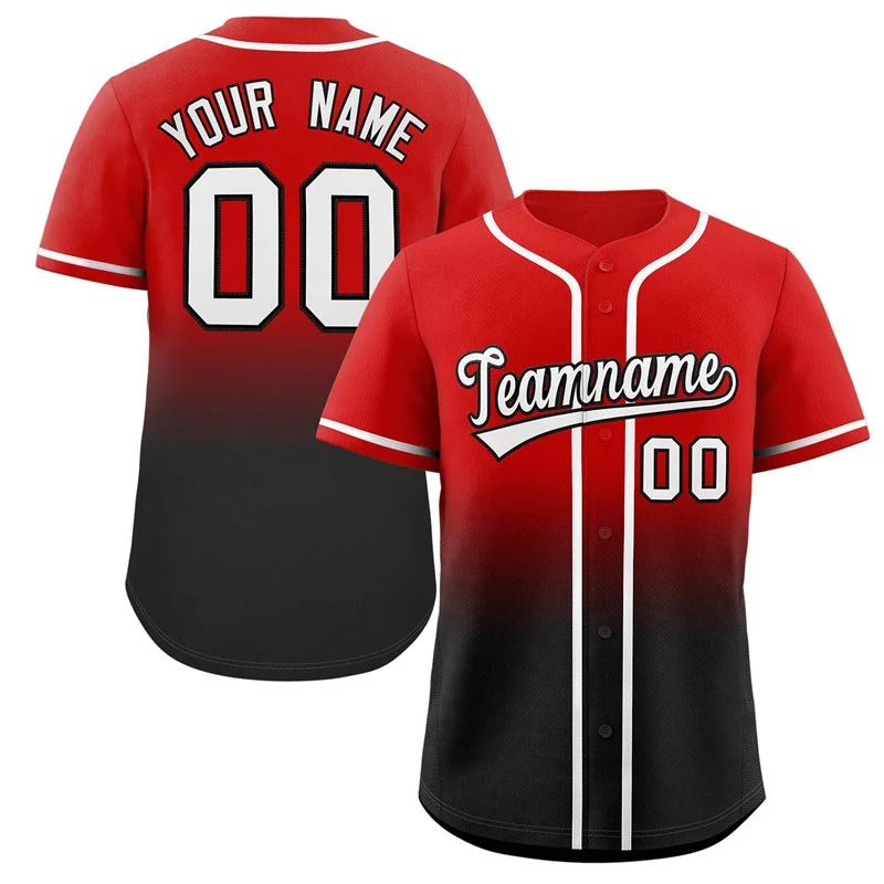 Baseball Jersey for Team Gear for School Baseball Teams-Custom Red Black Gradient Fashion Authentic Baseball Jersey