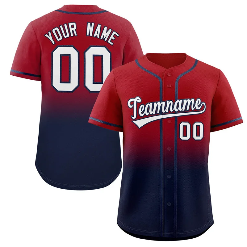 Baseball Jersey for End-of-Season Gifts-Custom Red Navy Gradient Fashion Authentic Baseball Jersey