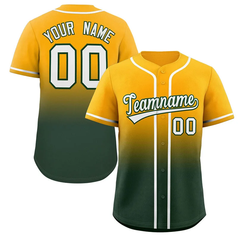 Baseball Jersey for Personalized School Jerseys-Custom Yellow Green Gradient Fashion Authentic Baseball Jersey