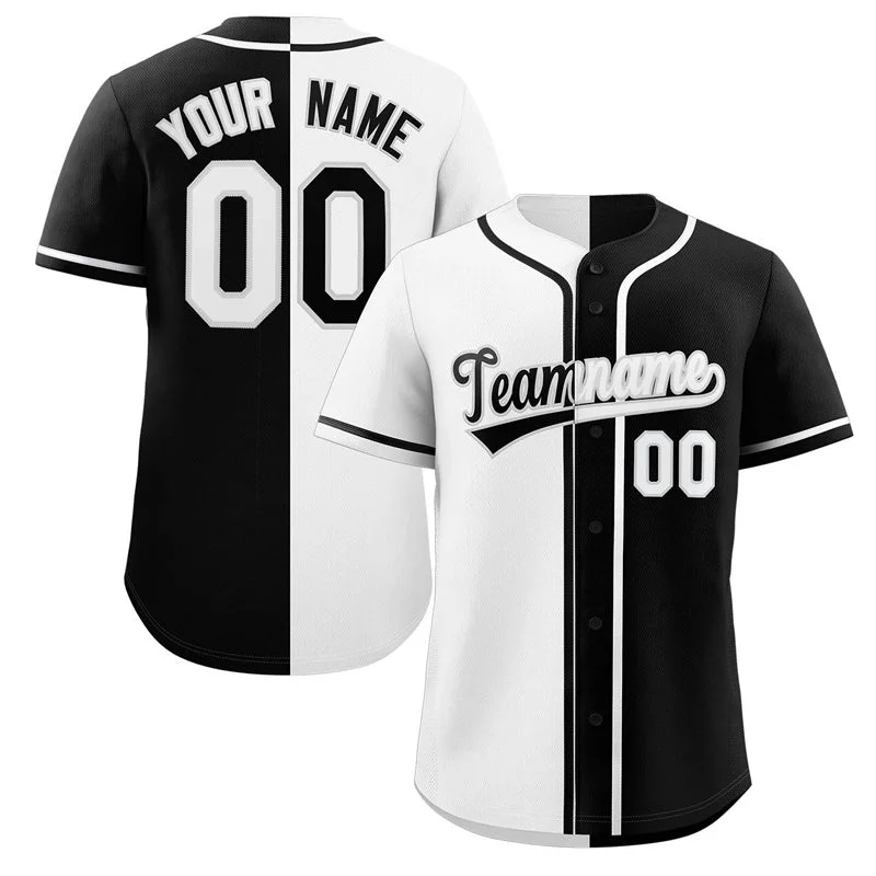 Baseball Jersey for Personalized Baseball Team Wear-Custom Black White-Gray Split Fashion Authentic Baseball Jersey