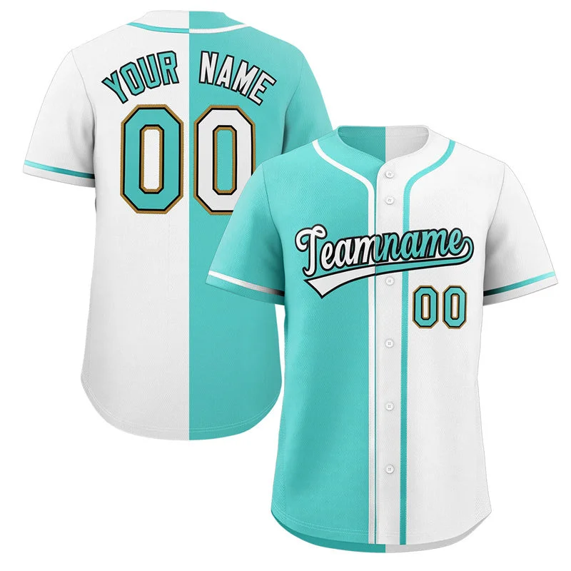 Baseball Jersey for Baseball League Apparel-Custom White Aqua-Black Split Fashion Design Authentic Baseball Jersey