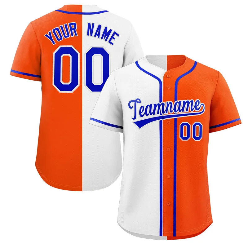 Baseball Jersey for Custom Team Jerseys for Families-Custom Orange White-Royal Split Fashion Authentic Baseball Jersey