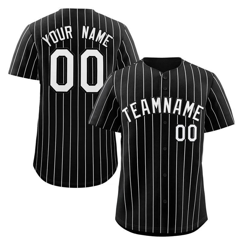 Baseball Jersey for Baseball Jersey Gifts for Players-Custom Black White Stripe Fashion Authentic Baseball Jersey