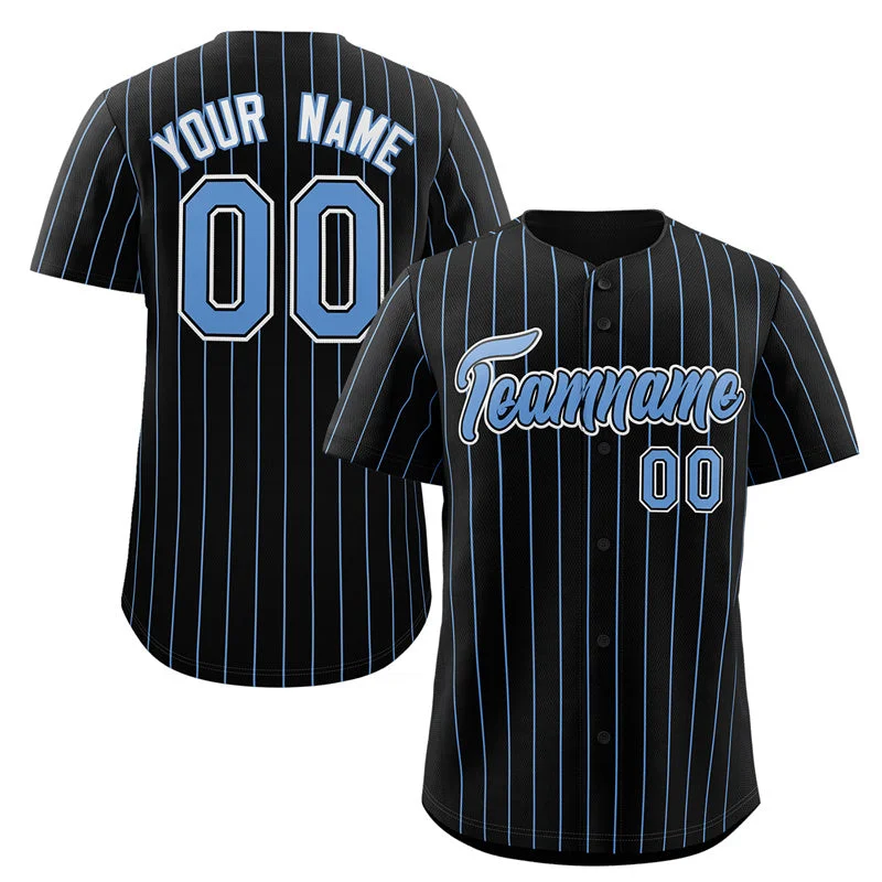 Baseball Jersey for Custom Fan Jerseys for Players-Custom Black Powder Blue-White Stripe Fashion Authentic Baseball Jersey