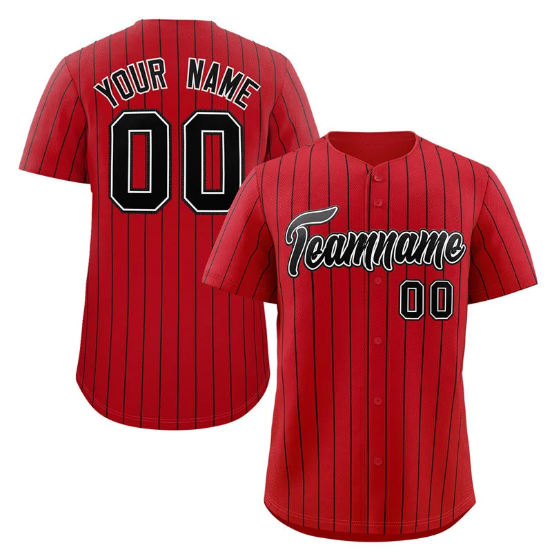 Baseball Jersey for Limited Edition Fan Gear-Custom Red Black-White Stripe Fashion Authentic Baseball Jersey