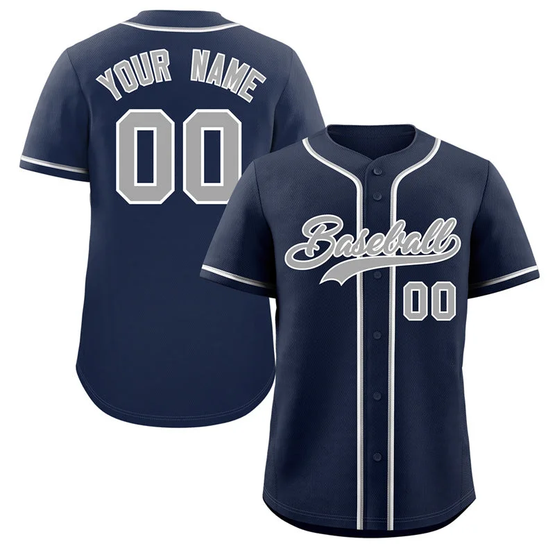 Baseball Jersey for Baseball Jerseys for Supporters-Custom Navy Gray-White Classic Style Authentic Baseball Jersey