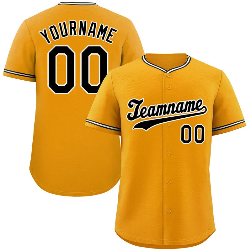 Baseball Jersey for Custom Jerseys for Fan Support-Custom Yellow Black-White Hook Classic Style Authentic Baseball Jersey