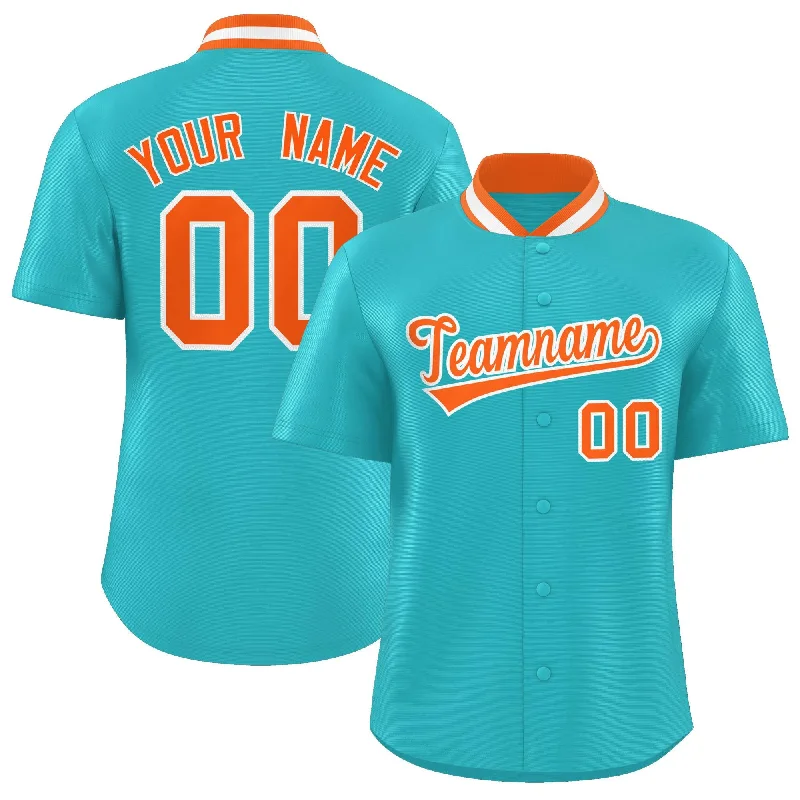 Baseball Jersey for Sports-Themed Gifts-Custom Aqua Classic Style Authentic Stand Collar Baseball Jersey