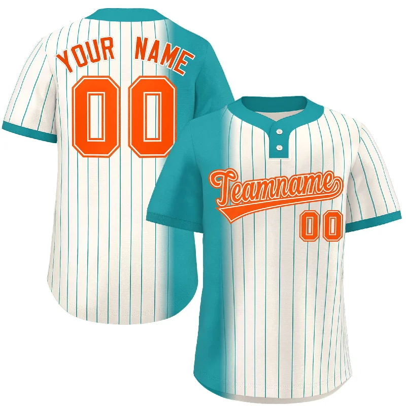 Baseball Jersey for Special Edition Baseball Fan Gear-Custom Aqua Cream Gradient Stripe Fashion Authentic Two-Button Baseball Jersey