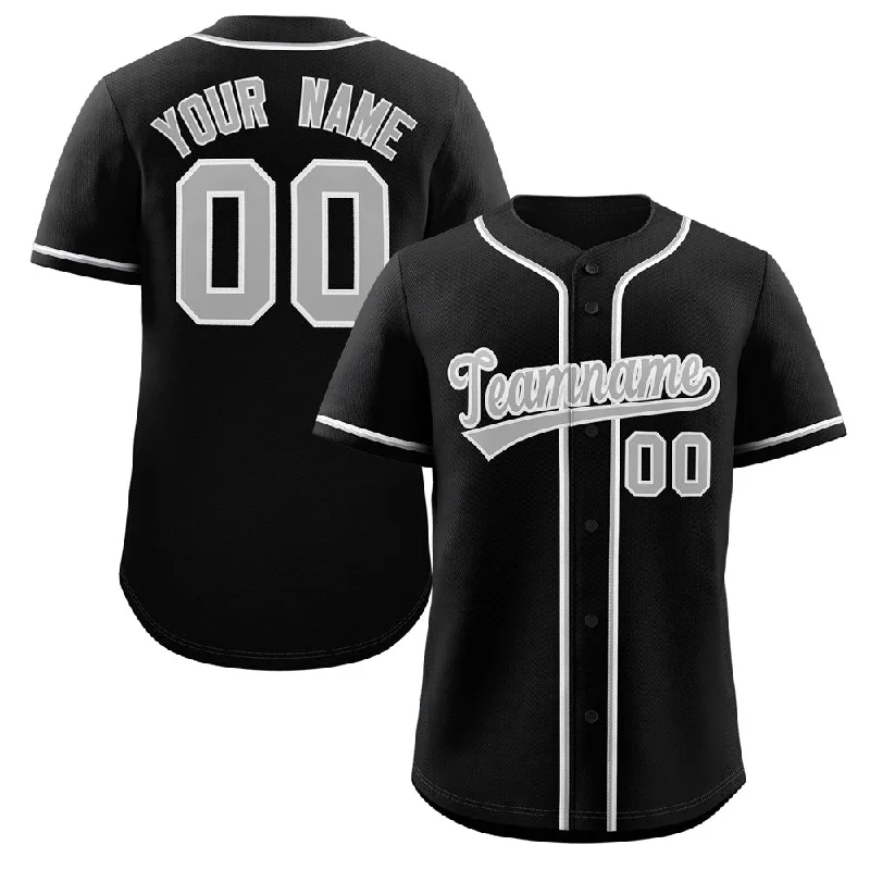 Baseball Jersey for High School Baseball Teams-Custom Black Gray-White Classic Style Authentic Baseball Jersey