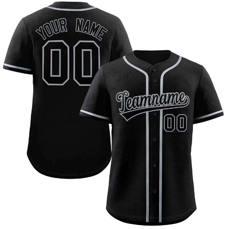 Baseball Jersey for Fun Baseball Group Apparel-Custom Black Black-Grey Classic Style Authentic Baseball Jersey