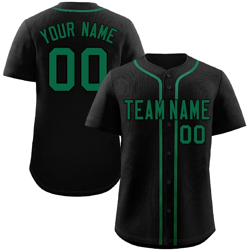 Baseball Jersey for Baseball Jersey Fundraisers-Custom Black Green Classic Style Authentic Baseball Jersey