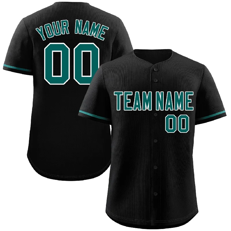 Baseball Jersey for Supporters of MLB Teams-Custom Black Aqua-White Classic Style Authentic Baseball Jersey