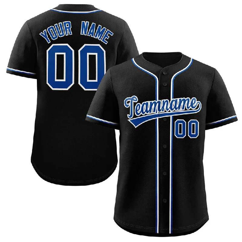 Baseball Jersey for Group Sports Apparel-Custom Black Royal-White Classic Style Authentic Baseball Jersey