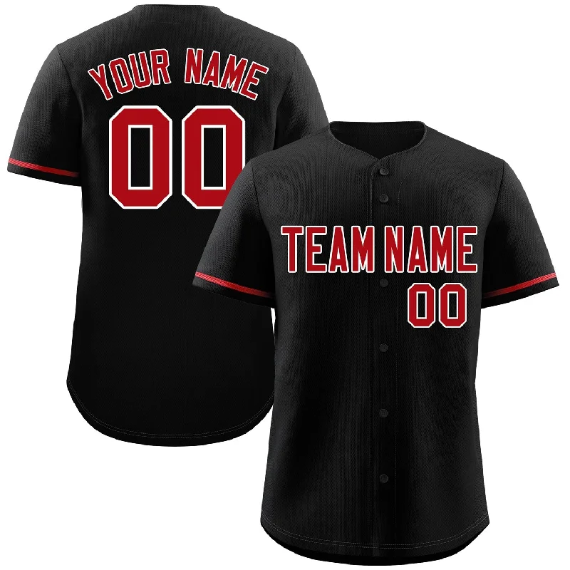 Baseball Jersey for Baseball-Themed Birthday Gifts-Custom Black Red-White Classic Style Authentic Baseball Jersey