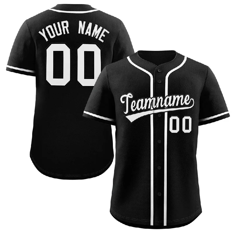 Baseball Jersey for Fun Local Events and Tournaments-Custom Black White Classic Style Authentic Baseball Jersey