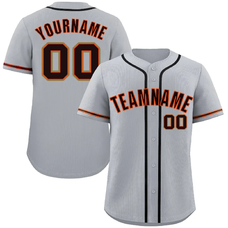 Baseball Jersey for Large Group Orders-Custom Gray Black-Orange Classic Style Authentic Baseball Jersey