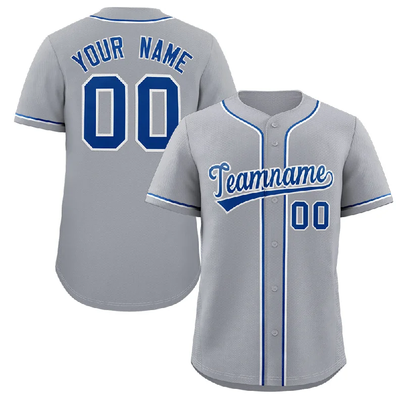 Baseball Jersey for Personalized Game Jerseys for Fans-Custom Gray Royal-White Classic Style Authentic Baseball Jersey