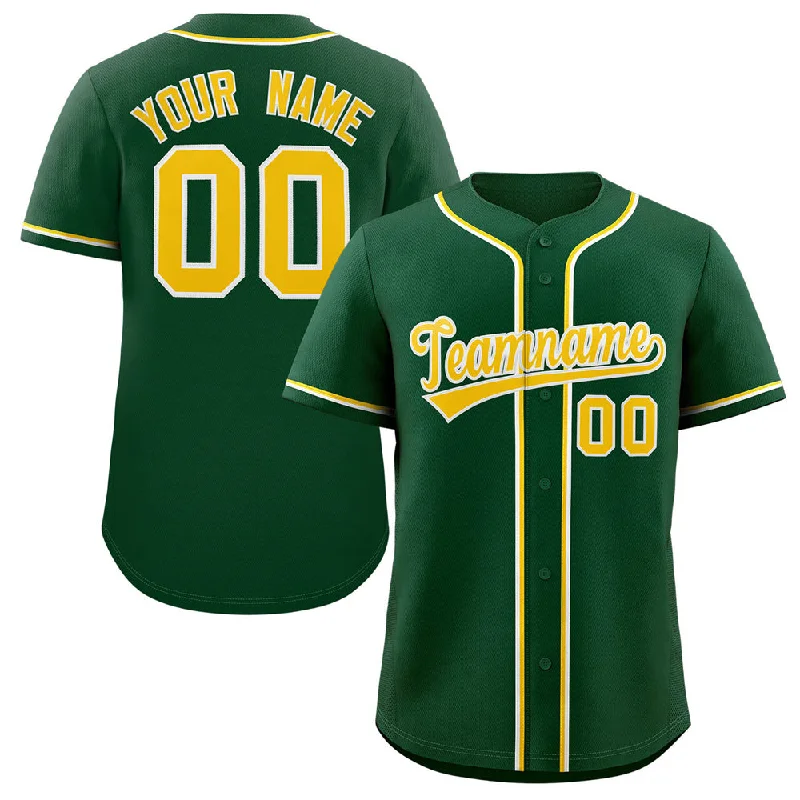 Baseball Jersey for Personalized Fan Apparel for Teams-Custom Green Gold-White Classic Style Authentic Baseball Jersey