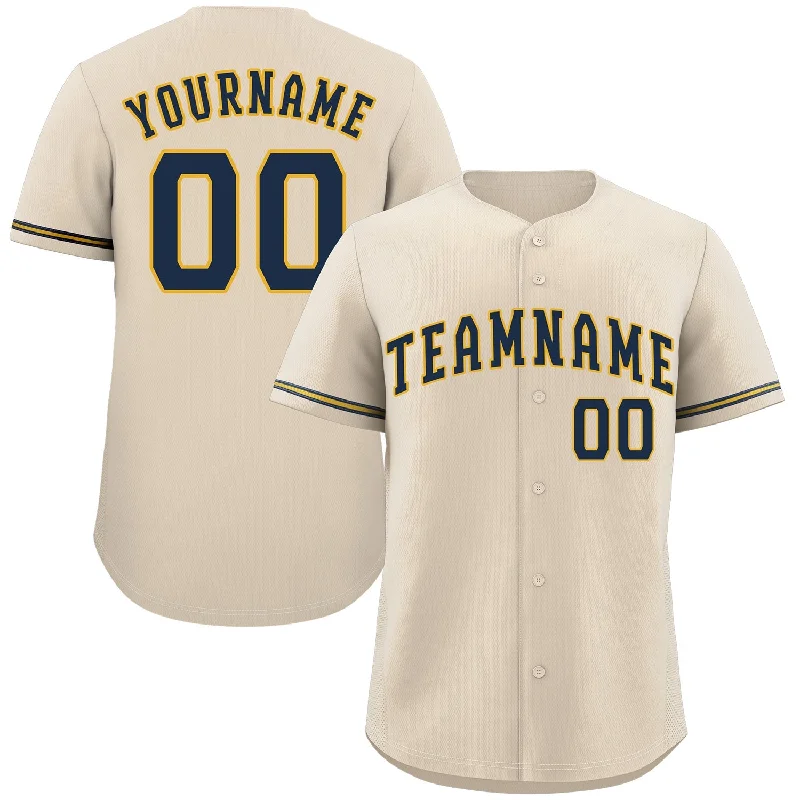 Baseball Jersey for Custom Apparel for Fans-Custom Cream Navy-Gold Classic Style Authentic Baseball Jersey